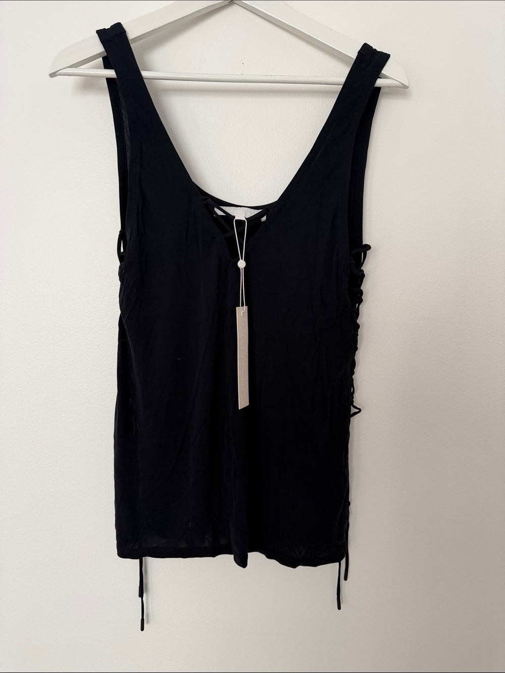 Carbon38 Black Lace-Up Side Tank